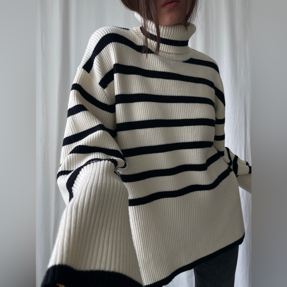 SYLVIE STRIPED SWEATER π β In Cream - Picture 2 of 10
